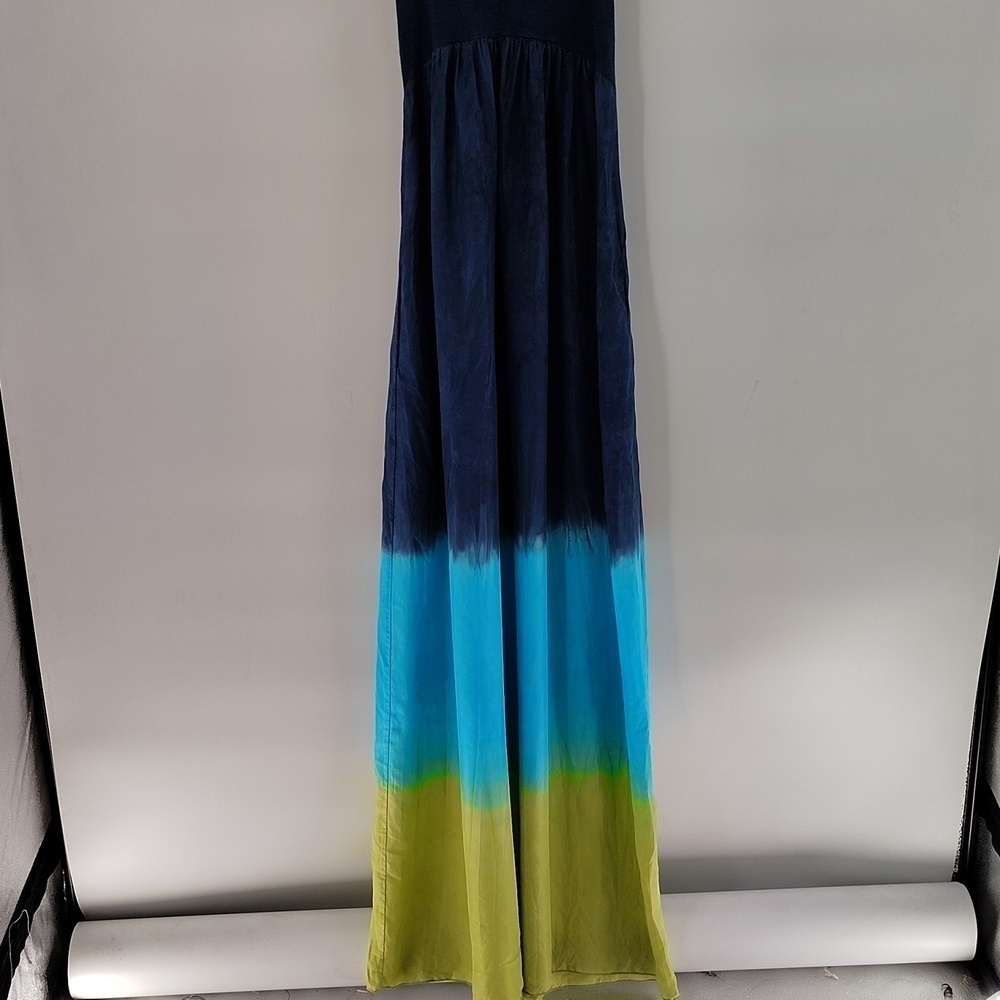 Charlotte Tarantola silk maxi dress Medium Tie Dyed Blue Green Stretch Upper
